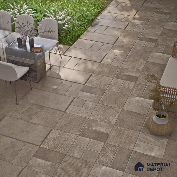 Parking Floor & Wall TL 00061 C Marrone Brown 2 ft x 1 ft Matte Finish Stone Vitrified Tile - 12 mm | 32 Random Faces | Suitable For Heavy Duty Outdoor Areas