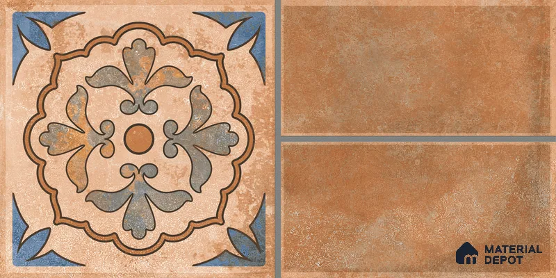 Terracotta Parking Floor & Wall TL 00061 D Red Rosy Brown 2 ft x 1 ft Matte Finish Stone Vitrified Tile - 12 mm | 32 Random Faces | Suitable For Heavy Duty Outdoor Areas