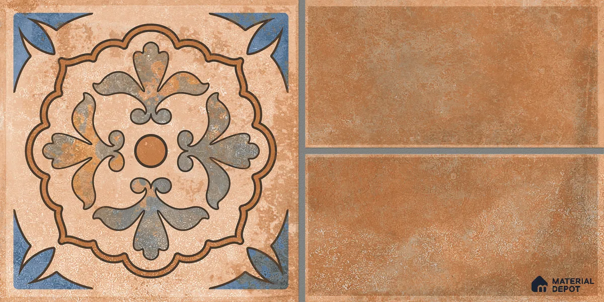 Terracotta Parking Floor & Wall TL 00061 D Red Rosy Brown 2 ft x 1 ft Matte Finish Stone Vitrified Tile - 12 mm | 32 Random Faces | Suitable For Heavy Duty Outdoor Areas