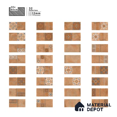 Terracotta Parking Floor & Wall TL 00061 D Red Rosy Brown 2 ft x 1 ft Matte Finish Stone Vitrified Tile - 12 mm | 32 Random Faces | Suitable For Heavy Duty Outdoor Areas
