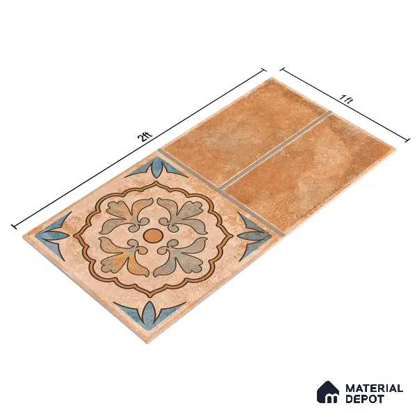Terracotta Parking Floor & Wall TL 00061 D Red Rosy Brown 2 ft x 1 ft Matte Finish Stone Vitrified Tile - 12 mm | 32 Random Faces | Suitable For Heavy Duty Outdoor Areas