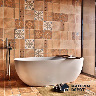 Terracotta Parking Floor & Wall TL 00061 D Red Rosy Brown 2 ft x 1 ft Matte Finish Stone Vitrified Tile - 12 mm | 32 Random Faces | Suitable For Heavy Duty Outdoor Areas