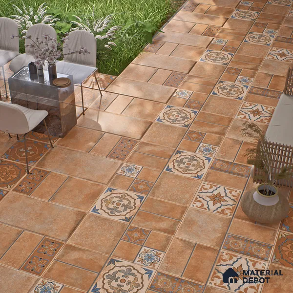 Terracotta Parking Floor & Wall TL 00061 D Red Rosy Brown 2 ft x 1 ft Matte Finish Stone Vitrified Tile - 12 mm | 32 Random Faces | Suitable For Heavy Duty Outdoor Areas
