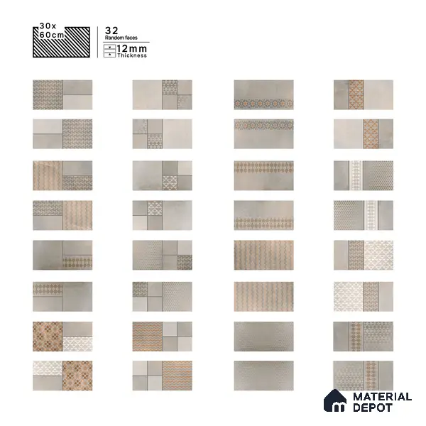 Parking Floor & Wall TL 00061 F Grayscale 2 ft x 1 ft Matte Finish Stone Vitrified Tile - 12 mm | 32 Random Faces | Suitable For Heavy Duty Outdoor Areas