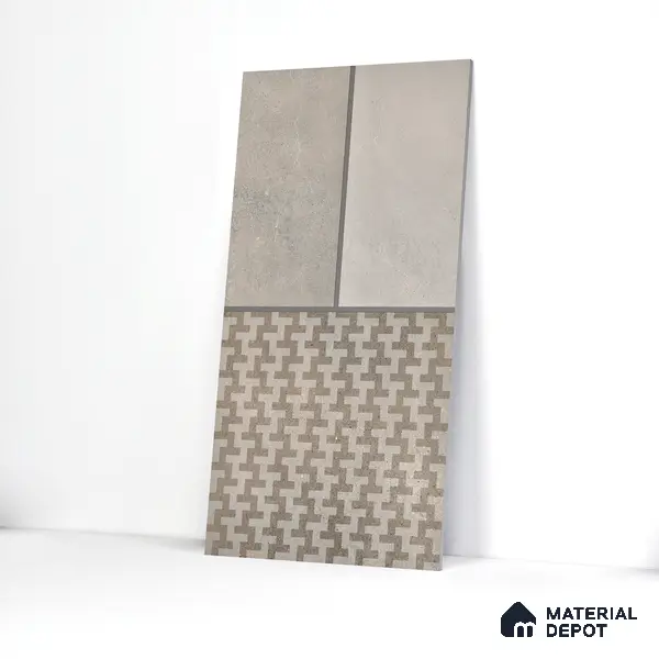 Parking Floor & Wall TL 00061 F Grayscale 2 ft x 1 ft Matte Finish Stone Vitrified Tile - 12 mm | 32 Random Faces | Suitable For Heavy Duty Outdoor Areas
