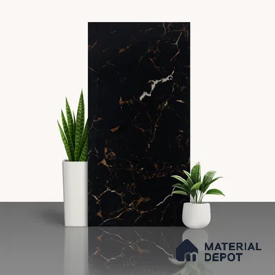 Endless Wall & Floor Vitrified Tile Space Black 4 ft x 2 ft | TL 01196 High Gloss Finish Tile - 9 mm | Suitable for Living Room, Bedroom