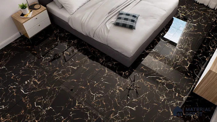 Endless Wall & Floor Vitrified Tile Space Black 4 ft x 2 ft | TL 01196 High Gloss Finish Tile - 9 mm | Suitable for Living Room, Bedroom