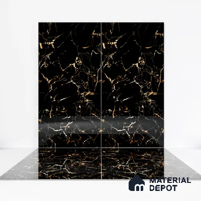 Endless Wall & Floor Vitrified Tile Space Black 4 ft x 2 ft | TL 01196 High Gloss Finish Tile - 9 mm | Suitable for Living Room, Bedroom