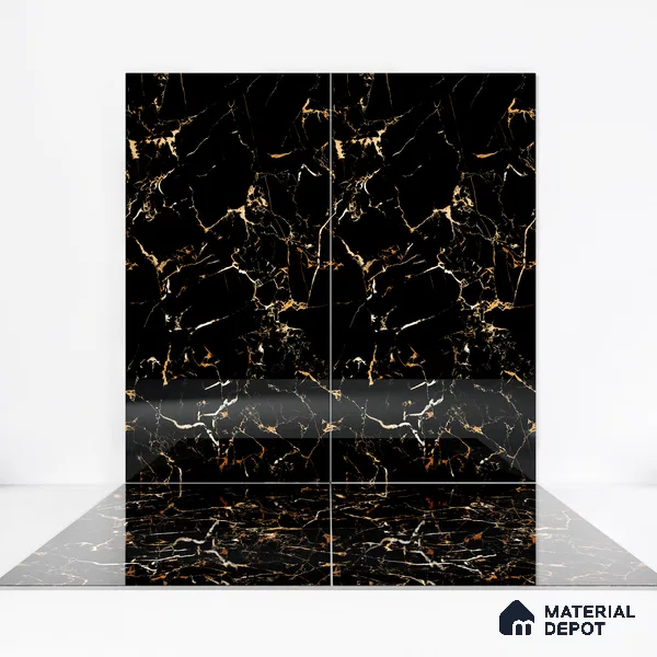Endless Wall & Floor Vitrified Tile Space Black 4 ft x 2 ft | TL 01196 High Gloss Finish Tile - 9 mm | Suitable for Living Room, Bedroom