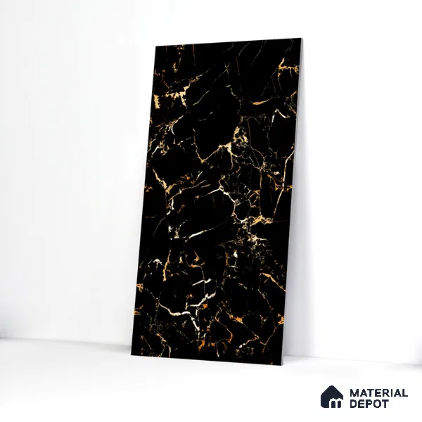 Endless Wall & Floor Vitrified Tile Space Black 4 ft x 2 ft | TL 01196 High Gloss Finish Tile - 9 mm | Suitable for Living Room, Bedroom