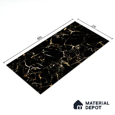 Endless Wall & Floor Vitrified Tile Space Black 4 ft x 2 ft | TL 01196 High Gloss Finish Tile - 9 mm | Suitable for Living Room, Bedroom