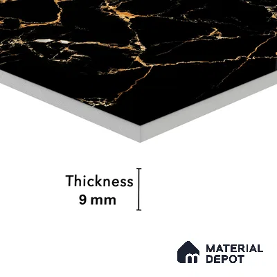 Endless Wall & Floor Vitrified Tile Space Black 4 ft x 2 ft | TL 01196 High Gloss Finish Tile - 9 mm | Suitable for Living Room, Bedroom