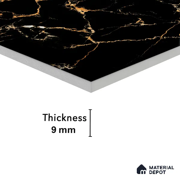 Endless Wall & Floor Vitrified Tile Space Black 4 ft x 2 ft | TL 01196 High Gloss Finish Tile - 9 mm | Suitable for Living Room, Bedroom