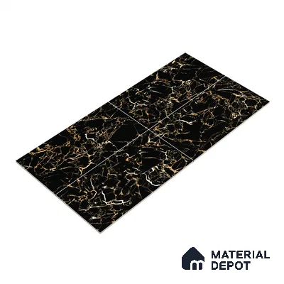 Endless Wall & Floor Vitrified Tile Space Black 4 ft x 2 ft | TL 01196 High Gloss Finish Tile - 9 mm | Suitable for Living Room, Bedroom