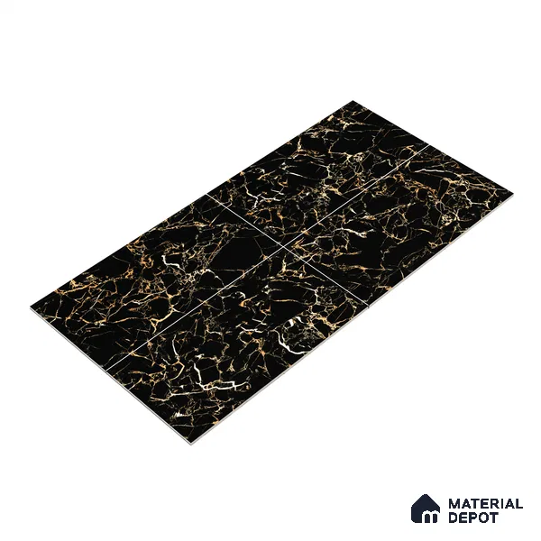 Endless Wall & Floor Vitrified Tile Space Black 4 ft x 2 ft | TL 01196 High Gloss Finish Tile - 9 mm | Suitable for Living Room, Bedroom