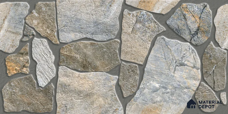 Parking Floor & Wall TL 00064 A Stone Grey 2 ft x 1 ft Matte Finish Stone Vitrified Tile - 12 mm | 16 Random Faces | Suitable For Heavy Duty Outdoor Areas