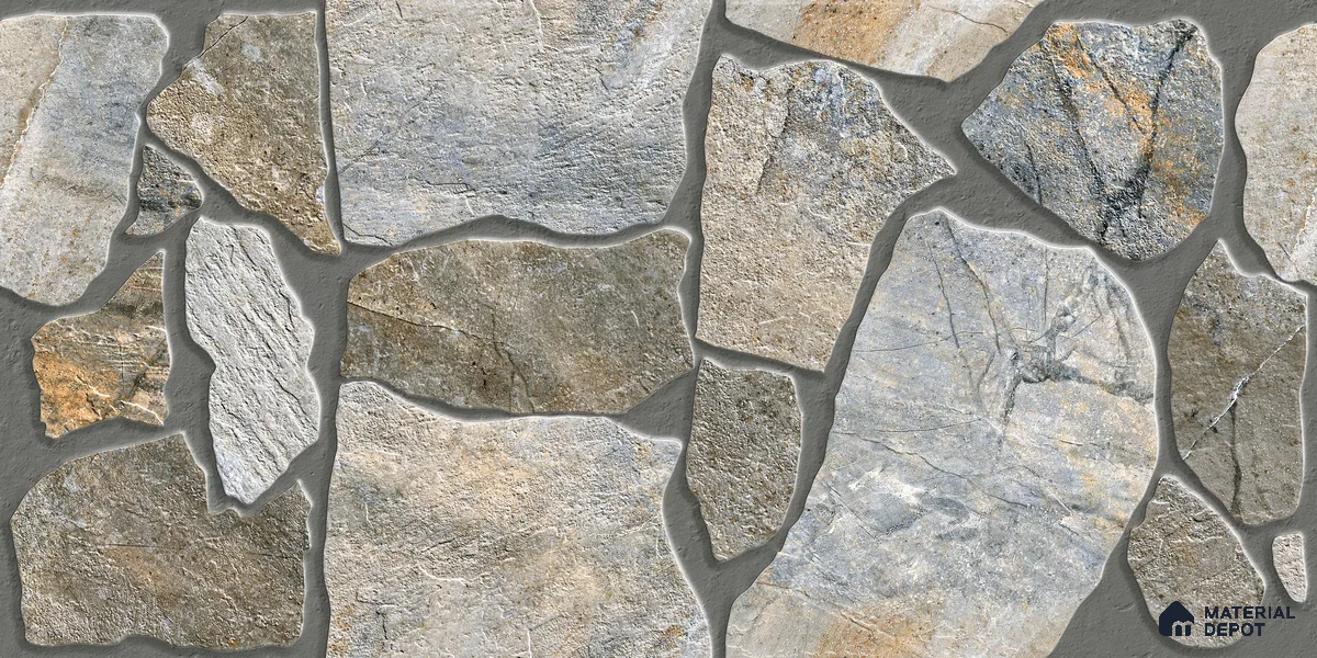 Parking Floor & Wall TL 00064 A Stone Grey 2 ft x 1 ft Matte Finish Stone Vitrified Tile - 12 mm | 16 Random Faces | Suitable For Heavy Duty Outdoor Areas