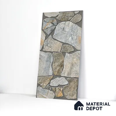 Parking Floor & Wall TL 00064 A Stone Grey 2 ft x 1 ft Matte Finish Stone Vitrified Tile - 12 mm | 16 Random Faces | Suitable For Heavy Duty Outdoor Areas