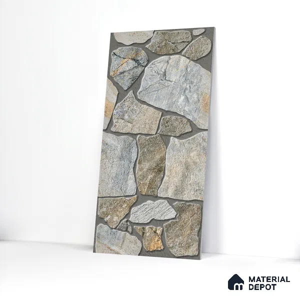 Parking Floor & Wall TL 00064 A Stone Grey 2 ft x 1 ft Matte Finish Stone Vitrified Tile - 12 mm | 16 Random Faces | Suitable For Heavy Duty Outdoor Areas