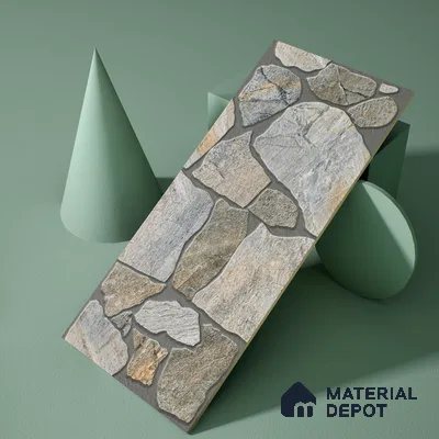 Parking Floor & Wall TL 00064 A Stone Grey 2 ft x 1 ft Matte Finish Stone Vitrified Tile - 12 mm | 16 Random Faces | Suitable For Heavy Duty Outdoor Areas