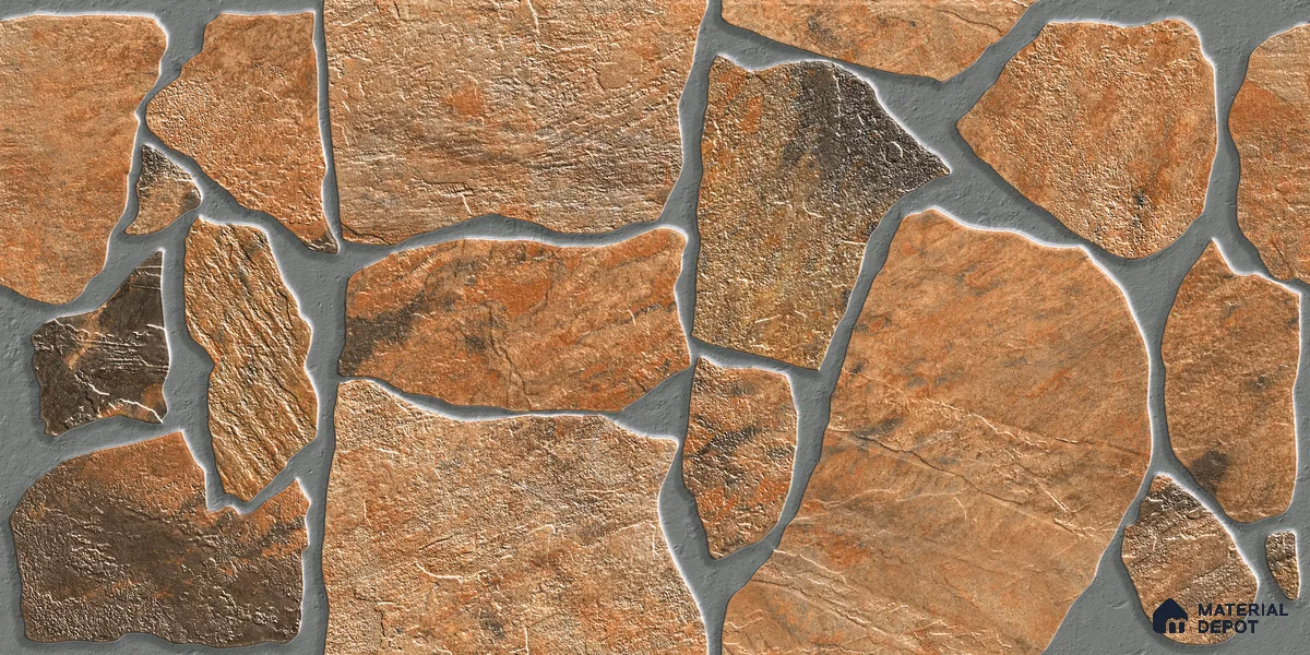 Parking Floor & Wall TL 00064 B Rocky Brown 2 ft x 1 ft Matte Finish Stone Vitrified Tile - 12 mm | 16 Random Faces | Suitable For Heavy Duty Outdoor Areas