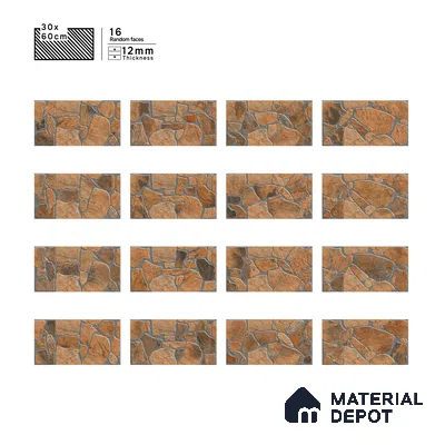 Parking Floor & Wall TL 00064 B Rocky Brown 2 ft x 1 ft Matte Finish Stone Vitrified Tile - 12 mm | 16 Random Faces | Suitable For Heavy Duty Outdoor Areas