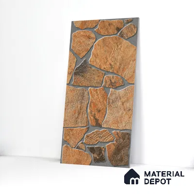 Parking Floor & Wall TL 00064 B Rocky Brown 2 ft x 1 ft Matte Finish Stone Vitrified Tile - 12 mm | 16 Random Faces | Suitable For Heavy Duty Outdoor Areas