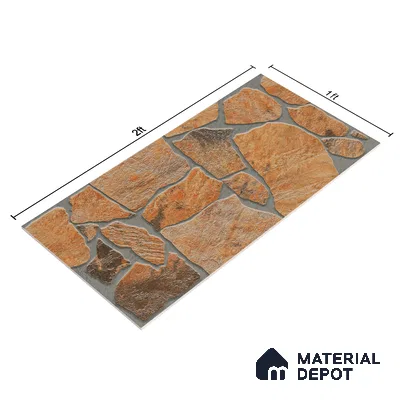 Parking Floor & Wall TL 00064 B Rocky Brown 2 ft x 1 ft Matte Finish Stone Vitrified Tile - 12 mm | 16 Random Faces | Suitable For Heavy Duty Outdoor Areas