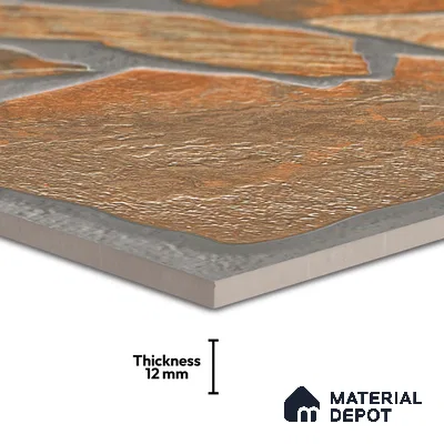 Parking Floor & Wall TL 00064 B Rocky Brown 2 ft x 1 ft Matte Finish Stone Vitrified Tile - 12 mm | 16 Random Faces | Suitable For Heavy Duty Outdoor Areas