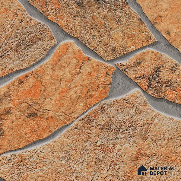 Parking Floor & Wall TL 00064 B Rocky Brown 2 ft x 1 ft Matte Finish Stone Vitrified Tile - 12 mm | 16 Random Faces | Suitable For Heavy Duty Outdoor Areas