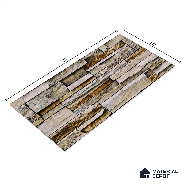 Elevation Wall Tile TL 00079 A Tan Brown 2 ft x 1 ft Stacked Punch Matte Finish Vitrified Tile - 9 mm | Suitable For Feature Wall, Boundary Wall, Balcony, Outdoor (Sample)