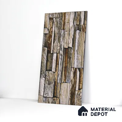 Elevation Wall Tile TL 00079 A Tan Brown 2 ft x 1 ft Stacked Punch Matte Finish Vitrified Tile - 9 mm | Suitable For Feature Wall, Boundary Wall, Balcony, Outdoor (Sample)