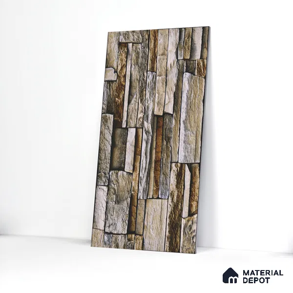 Elevation Wall Tile TL 00079 A Tan Brown 2 ft x 1 ft Stacked Punch Matte Finish Vitrified Tile - 9 mm | Suitable For Feature Wall, Boundary Wall, Balcony, Outdoor (Sample)