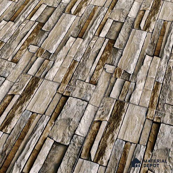Elevation Wall Tile TL 00079 A Tan Brown 2 ft x 1 ft Stacked Punch Matte Finish Vitrified Tile - 9 mm | Suitable For Feature Wall, Boundary Wall, Balcony, Outdoor (Sample)