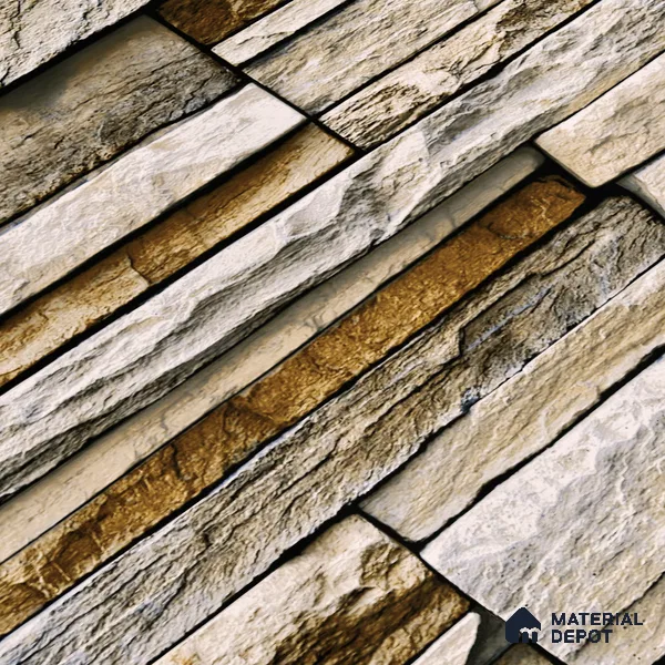 Elevation Wall Tile TL 00079 A Tan Brown 2 ft x 1 ft Stacked Punch Matte Finish Vitrified Tile - 9 mm | Suitable For Feature Wall, Boundary Wall, Balcony, Outdoor (Sample)