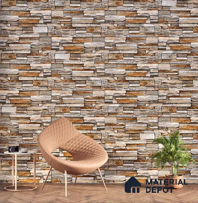 Elevation Wall Tile TL 00079 A Tan Brown 2 ft x 1 ft Stacked Punch Matte Finish Vitrified Tile - 9 mm | Suitable For Feature Wall, Boundary Wall, Balcony, Outdoor (Sample)