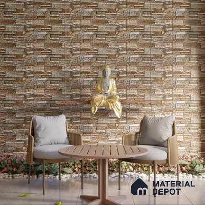 Elevation Wall Tile TL 00079 A Tan Brown 2 ft x 1 ft Stacked Punch Matte Finish Vitrified Tile - 9 mm | Suitable For Feature Wall, Boundary Wall, Balcony, Outdoor (Sample)