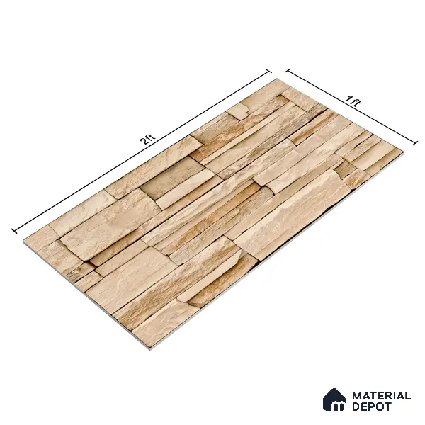 Elevation Wall Tile TL 00079 B Light Beige 2 ft x 1 ft Punch Matte Finish Vitrified Tile - 9 mm | Ideal For Modern Facades, Outdoor Cladding, Feature Wall