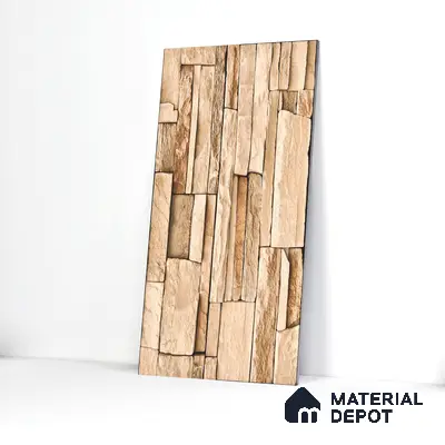 Elevation Wall Tile TL 00079 B Light Beige 2 ft x 1 ft Punch Matte Finish Vitrified Tile - 9 mm | Ideal For Modern Facades, Outdoor Cladding, Feature Wall