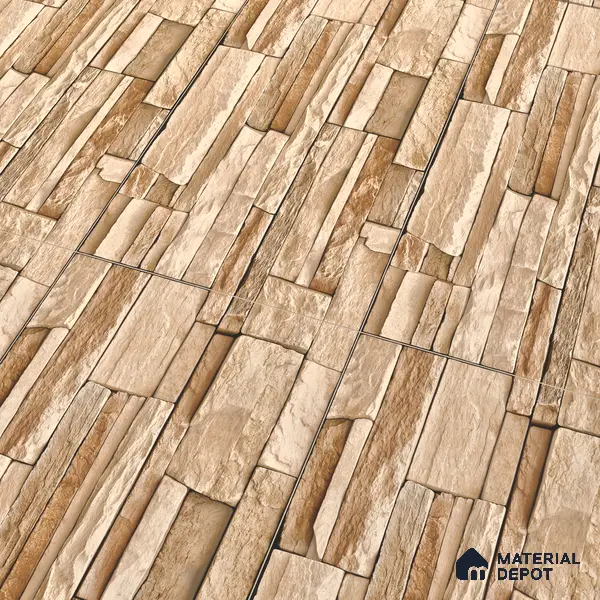 Elevation Wall Tile TL 00079 B Light Beige 2 ft x 1 ft Punch Matte Finish Vitrified Tile - 9 mm | Ideal For Modern Facades, Outdoor Cladding, Feature Wall