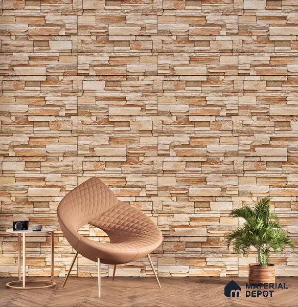 Elevation Wall Tile TL 00079 B Light Beige 2 ft x 1 ft Punch Matte Finish Vitrified Tile - 9 mm | Ideal For Modern Facades, Outdoor Cladding, Feature Wall