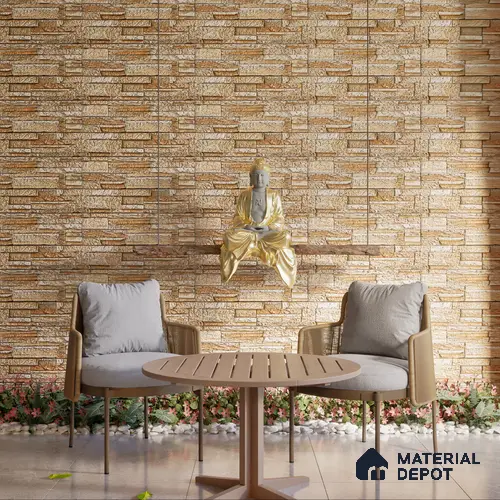 Elevation Wall Tile TL 00079 B Light Beige 2 ft x 1 ft Punch Matte Finish Vitrified Tile - 9 mm | Ideal For Modern Facades, Outdoor Cladding, Feature Wall