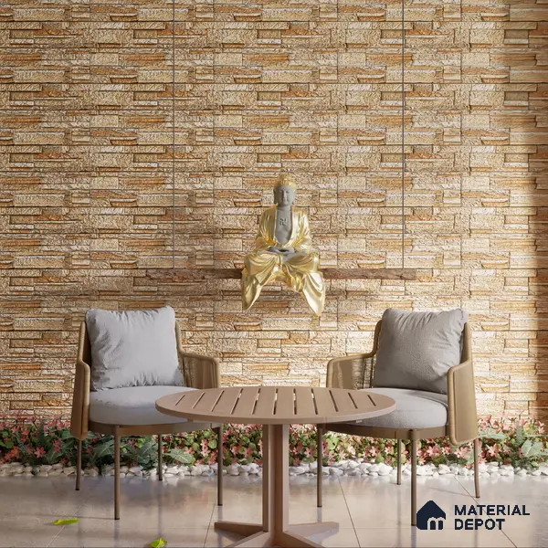 Elevation Wall Tile TL 00079 B Light Beige 2 ft x 1 ft Punch Matte Finish Vitrified Tile - 9 mm | Ideal For Modern Facades, Outdoor Cladding, Feature Wall