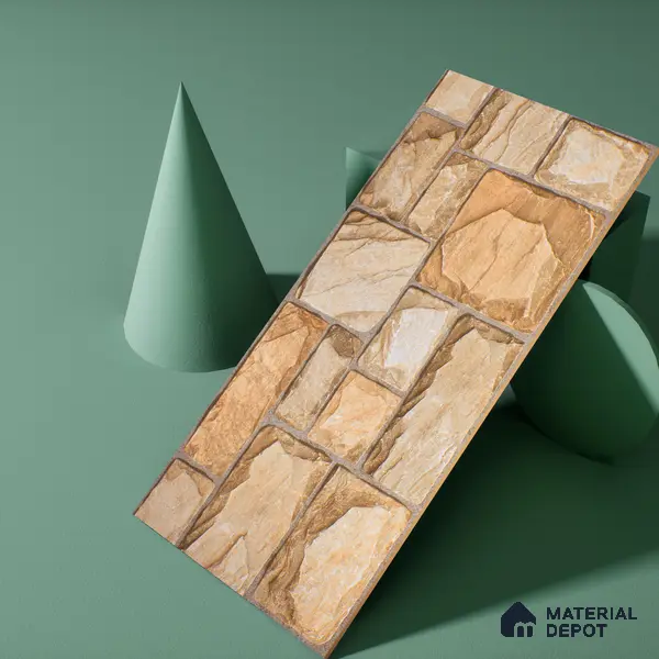 Elevation Wall Tile TL 00085 A Terra Brown 2 ft x 1 ft Punch Matte Finish Vitrified Tile - 9 mm | Ideal For Modern Facades, Outdoor Cladding, Feature Wall