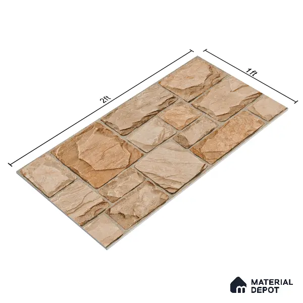 Elevation Wall Tile TL 00085 A Terra Brown 2 ft x 1 ft Punch Matte Finish Vitrified Tile - 9 mm | Ideal For Modern Facades, Outdoor Cladding, Feature Wall