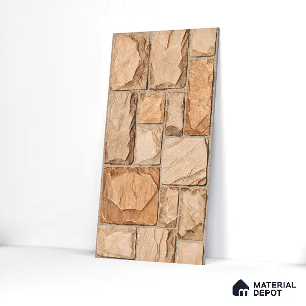 Elevation Wall Tile TL 00085 A Terra Brown 2 ft x 1 ft Punch Matte Finish Vitrified Tile - 9 mm | Ideal For Modern Facades, Outdoor Cladding, Feature Wall