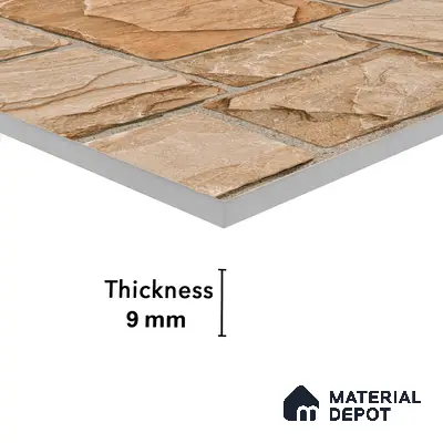 Elevation Wall Tile TL 00085 A Terra Brown 2 ft x 1 ft Punch Matte Finish Vitrified Tile - 9 mm | Ideal For Modern Facades, Outdoor Cladding, Feature Wall