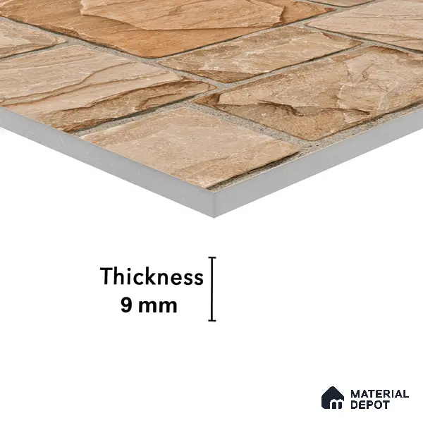 Elevation Wall Tile TL 00085 A Terra Brown 2 ft x 1 ft Punch Matte Finish Vitrified Tile - 9 mm | Ideal For Modern Facades, Outdoor Cladding, Feature Wall
