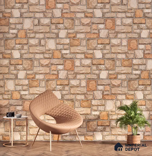 Elevation Wall Tile TL 00085 A Terra Brown 2 ft x 1 ft Punch Matte Finish Vitrified Tile - 9 mm | Ideal For Modern Facades, Outdoor Cladding, Feature Wall