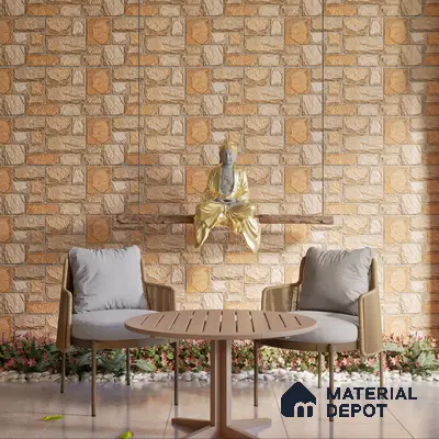 Elevation Wall Tile TL 00085 A Terra Brown 2 ft x 1 ft Punch Matte Finish Vitrified Tile - 9 mm | Ideal For Modern Facades, Outdoor Cladding, Feature Wall